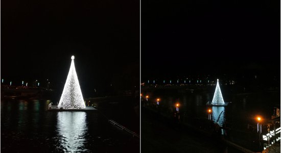 ФОТО. В Литве рождественскую елку установили прямо на реке