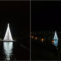 ФОТО. В Литве рождественскую елку установили прямо на реке