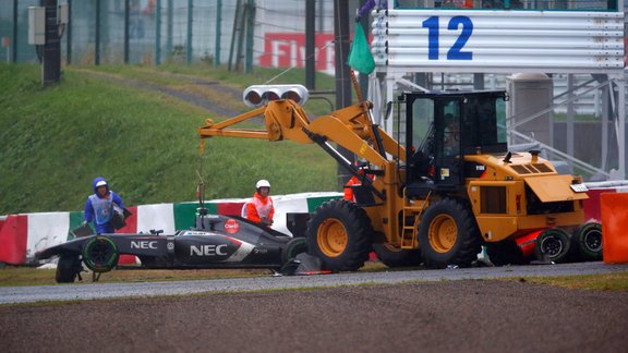 'Marussia' F-1 pilota Žila Bjanki avārijas vieta