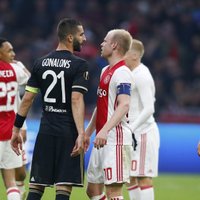 'Ajax' futbolisti UEFA Eiropas līgas pusfināla pirmajā spēlē sagrauj Lionas 'Olympique'