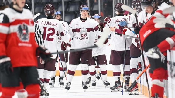 Hokejs, pasaules U-20 čempionāts: Latvija - Austrija, otrā spēle - 2