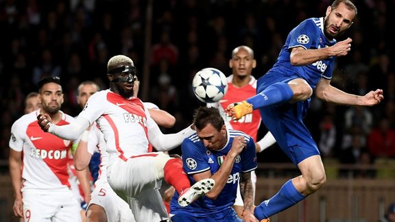 Monaco Tiemoue Bakayoko against Juventus Mario Mandzukic, Giorgio Chiellini