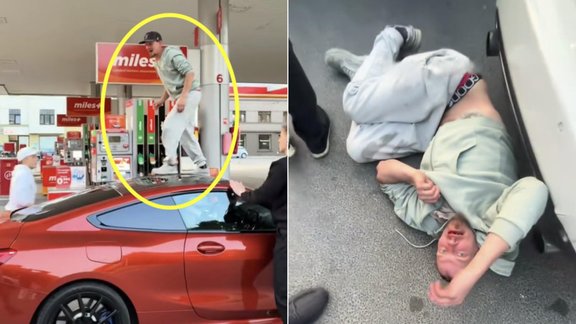 Video: Vīrietis Rīgā uzlec uz glauna BMW un spārda to, nodarot 6200 eiro skādi