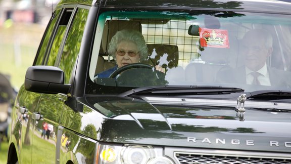 Queen Elizabeth II driving her car