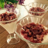 Kokosriekstu piena 'panna cotta' ar rabarberiem