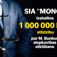 SIA 'Mono' izsludina viena miljona eiro atlīdzību par Bunkus slepkavības atklāšanu