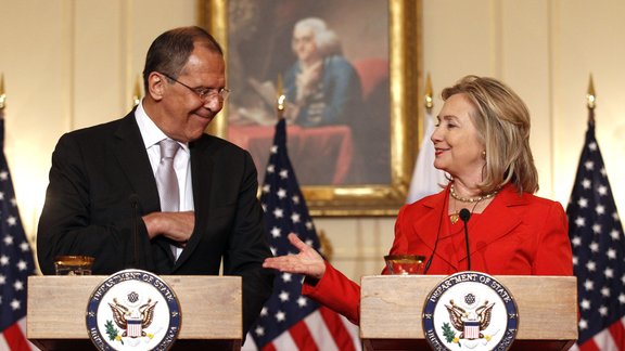 Sergey Lavrov and Hillary Clinton