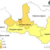 Publicē 'Covid-19' Latvijas saslimstības izplatības karti