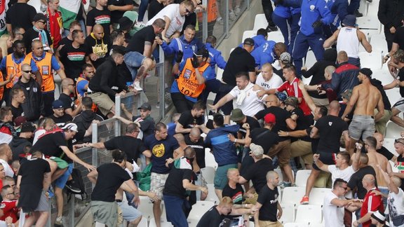 Fans clash before the game 