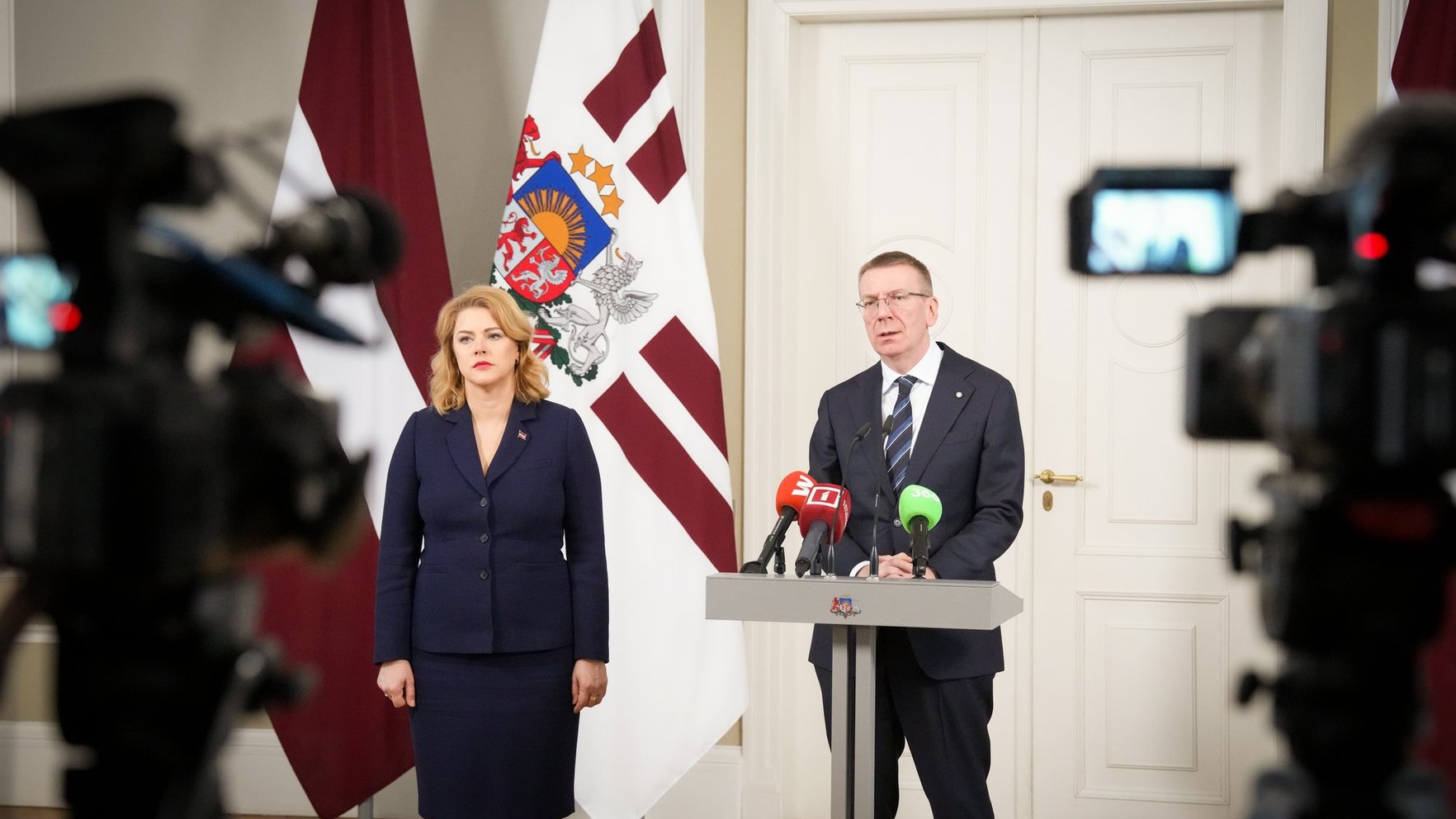 Rinkēvičs un Siliņa sniedz komentāru par Krāslavā sprāgušo dronu. Video tiešraide