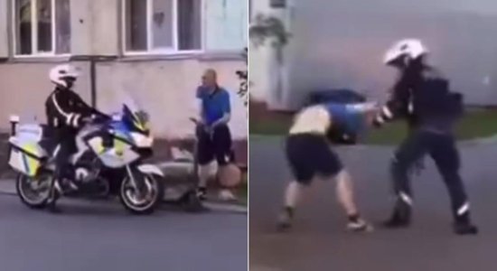 Video: Kauguros policists izkaujas ar vīrieti, kurš bēga ar skrejriteni