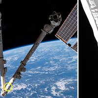 Atlūza izsit caurumu Starptautiskās kosmosa stacijas robotizētajā rokā