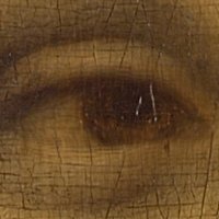 Monas Lizas acī saskatīti iniciāļi LV