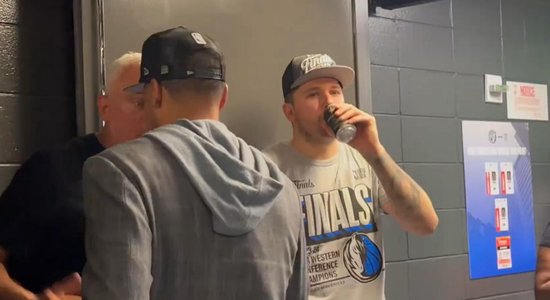 Video: Dončičs pēc iekļūšanas finālā bauda alu, bet kluba viceprezidents viņam to atņem