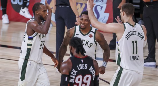 'Bucks' pagarinājumā paildzina NBA 'play-off' sēriju pret 'Heat'