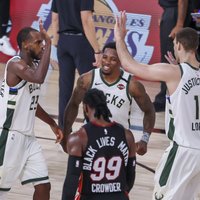'Bucks' pagarinājumā paildzina NBA 'play-off' sēriju pret 'Heat'