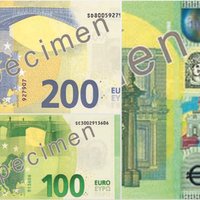 Foto: Publiskotas jaunās 100 un 200 eiro banknotes, kas nonāks apgrozībā nākamgad