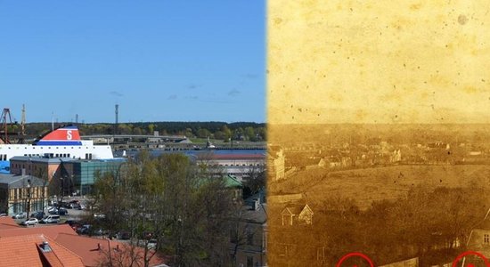 Foto: Ventspils pilsētas panorāma pirms 135 gadiem un tagad