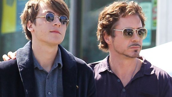 Robert Downey with son