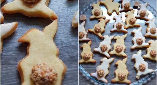 Smilšu mīklas Lieldienu zaķi ar konfekšu astītēm