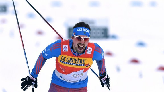 Sergey Ustiugov after winning skiathlon 