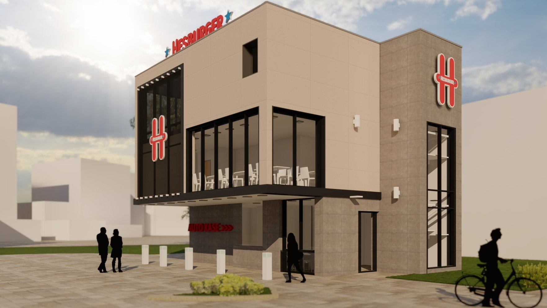 Rīgas centrā top jauns "Hesburger" restorāns ar auto kasi