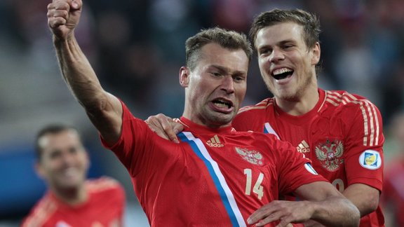 Vasily Berezutsky and Alexander Kokorin (Russia soccer)