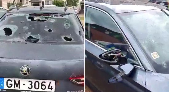ВИДЕО: Град в Добеле повредил полицейскую машину. Возможно, ее придется списать