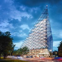 ФОТО: У стадиона Skonto появится стеклянная пирамида стоимостью 25 миллионов евро