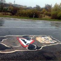 ФОТО: После нарисованного "медведя-министра" власти отремонтировали шоссе