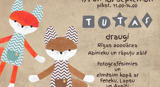 Brīvdienās zoodārzā viesosies Tutas draugi Lapsa, Feneks un Āpsītis