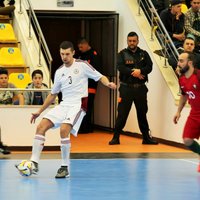 Foto: Spilgtākie mirkļi no Latvijas telpu futbola izlases mača pret Portugāli