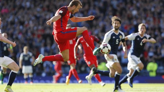 England Harry Kane scores to Scotland