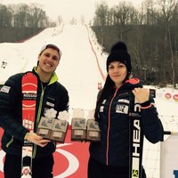 Latvijas kausā slalomā uzvar Liene Bondare un Miks Zvejnieks