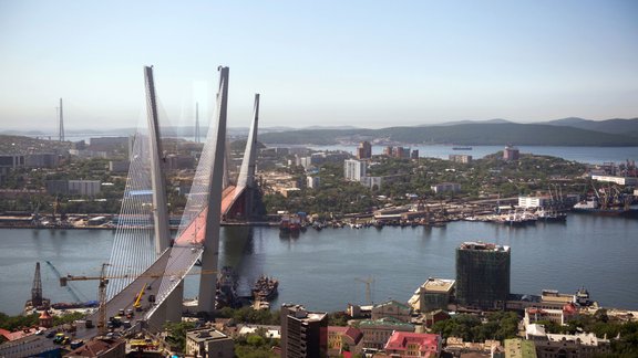 Russky Island bridge in Vladivostok