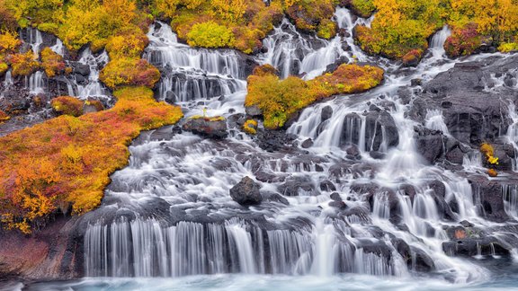 hraunfossar waterfalls