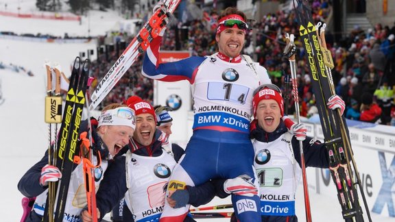 Norway Johannes Tingnes Boe, Ole Einar Bjoerndalen, Emil Hegle Svendsen and Tarjei Boe 