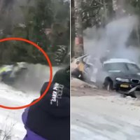 Video: Rallijā "Alūksne" avārijā cietusi igauņu ekipāža