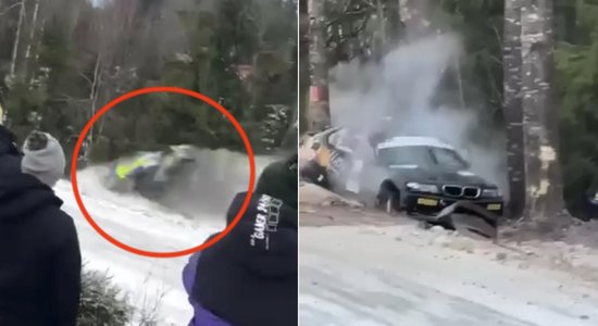 Video: Rallijā "Alūksne" avārijā cietusi igauņu ekipāža