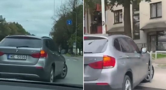 Video: Iereibusi BMW vadītāja Brīvības gatvē apstājas un tad iebrauc ceļa barjerā