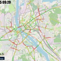 Vizualizācija: Kā kartē izskatās pamatīgie ceturtdienas sastrēgumi Rīgā