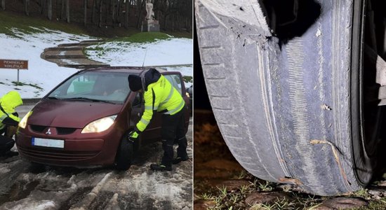 Foto: Policijas reidā gandrīz katrs desmitais apturētais ir ar plikām riepām