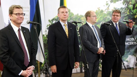 Westerwelle, Rinkevics, Paet, and Linkevicius