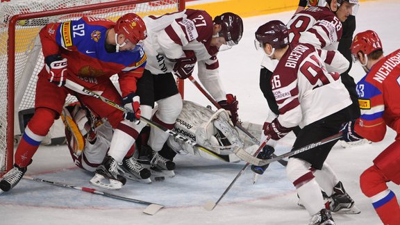 Hokejs, pasaules čempionāts: Latvija - Krievija