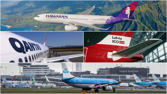 Lidmašīnas, Hawaiian, Qantas, airBaltic, KLM