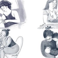 Mamma un māksliniece projektā '100 krūtsbarošanas dienas' attēlo mazuļa zīdīšanas procesu