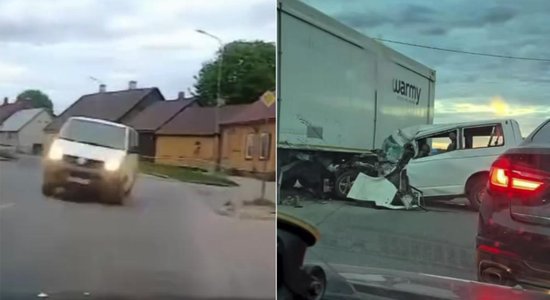 ВИДЕО. В Екабпилсе микроавтобус на огромной скорости врезался в грузовик; водитель погиб