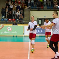 Latvijas volejbola izlase Eiropas līgas otrajā mačā Daugavpilī sagrauj Maķedoniju