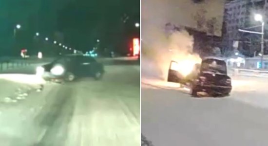 Video: 'Gribu nomirt kopā ar savu BMW!' Pļavniekos iereibis jaunietis driftē, avarē, un auto nodeg