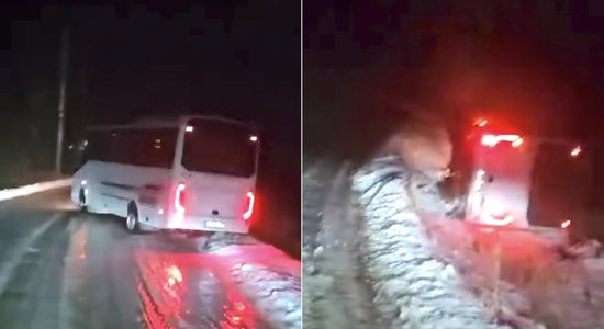 Video: Alūksnes novadā no ceļa noslīd un grāvī apgāžas satiksmes autobuss